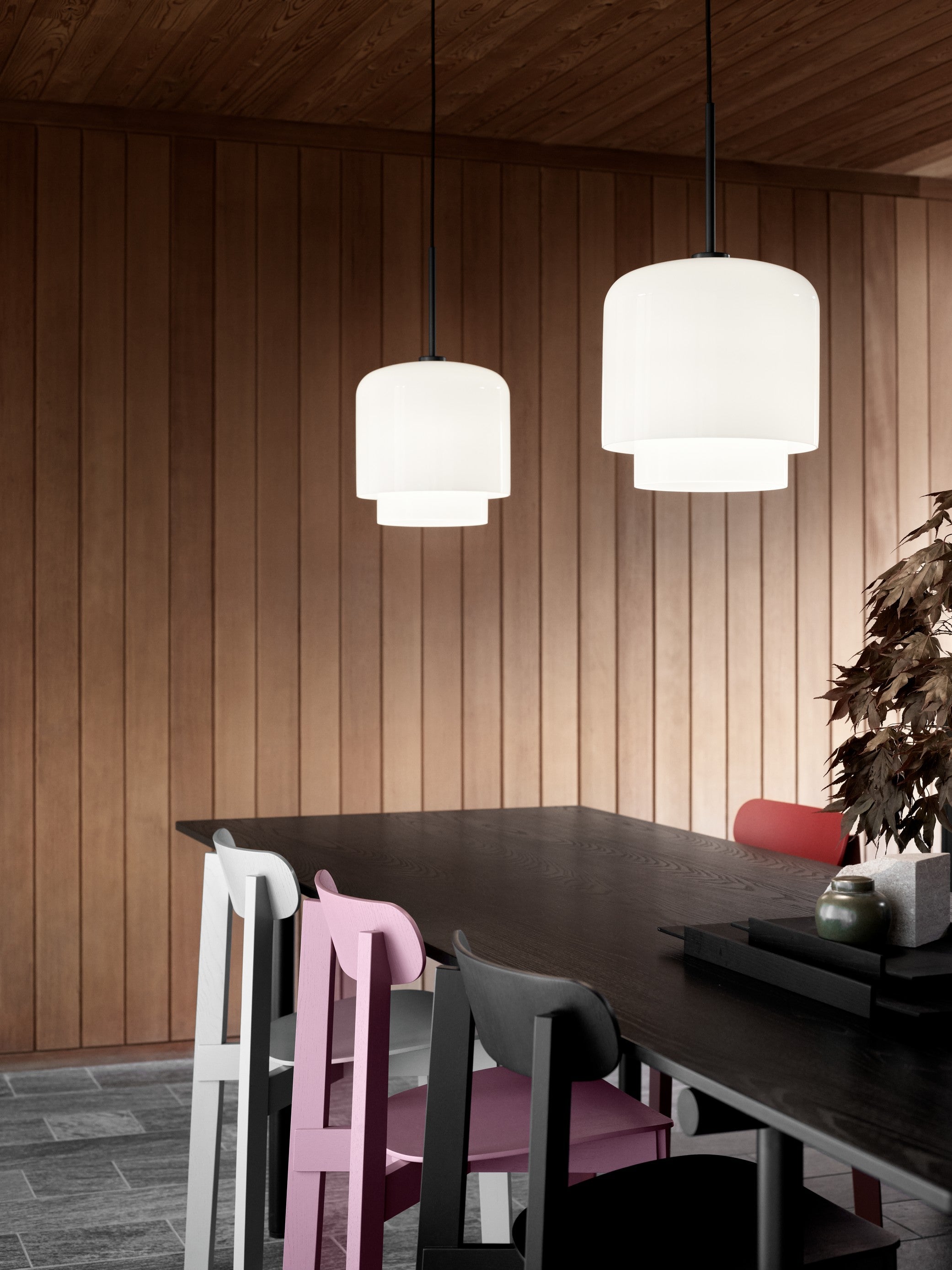 Pendelleuchte MEGUMI weiß mit schwarzem Finish