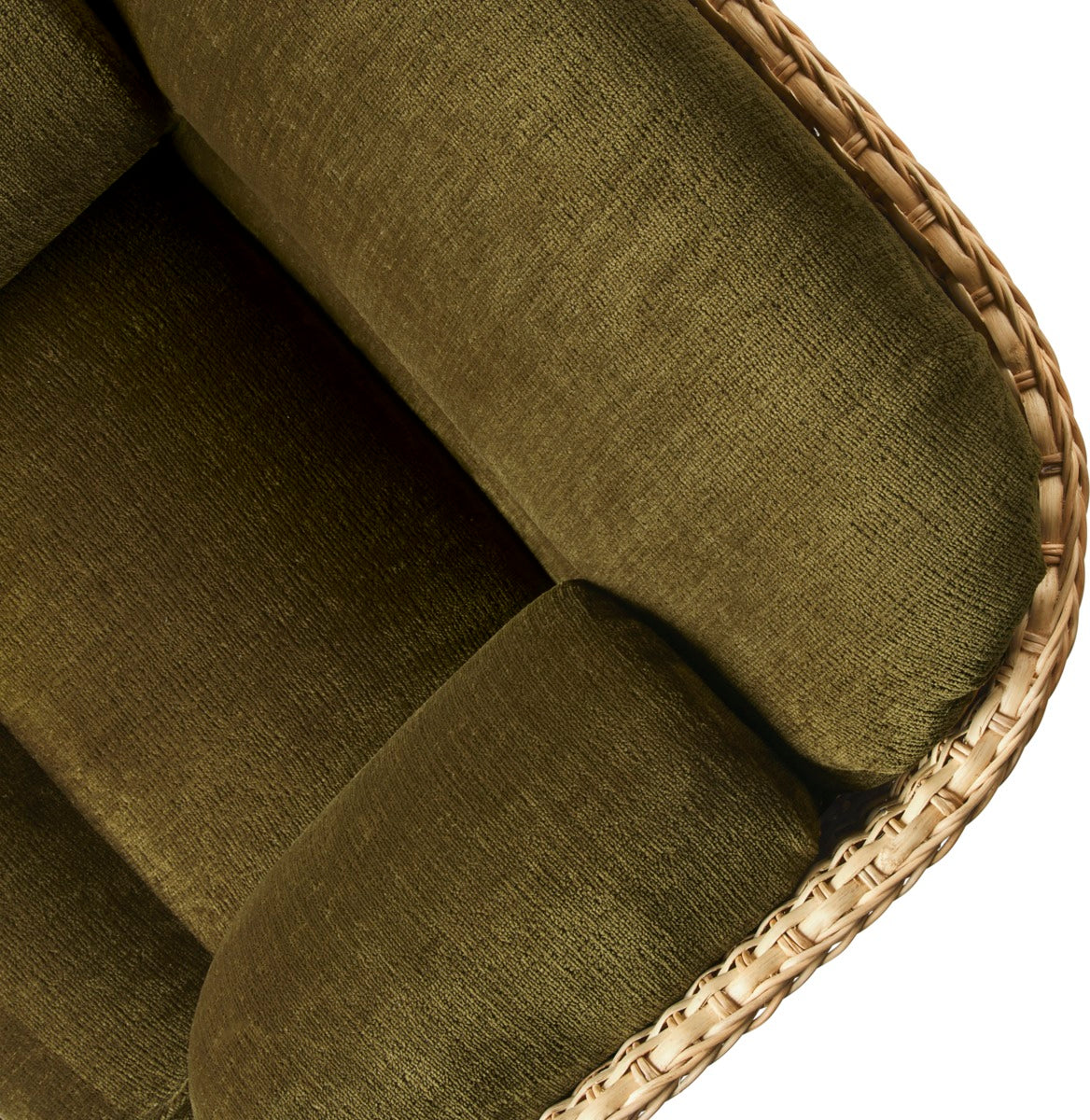 BASKET armchair in green with rattan
