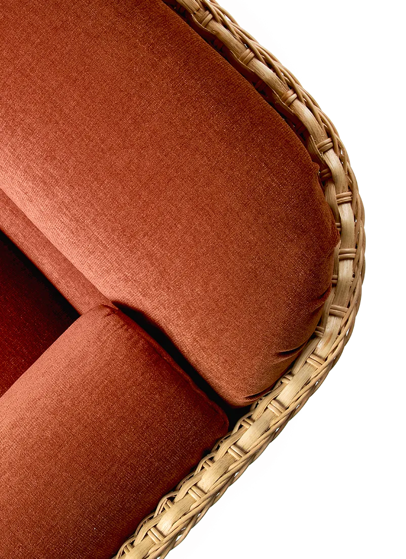 Sofa 2-zits BASKET bordeaux met riet