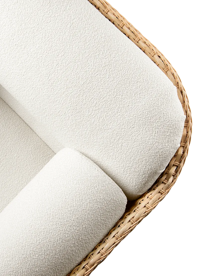 BASKET 3-Sitzer-Sofa weiß mit Rattan