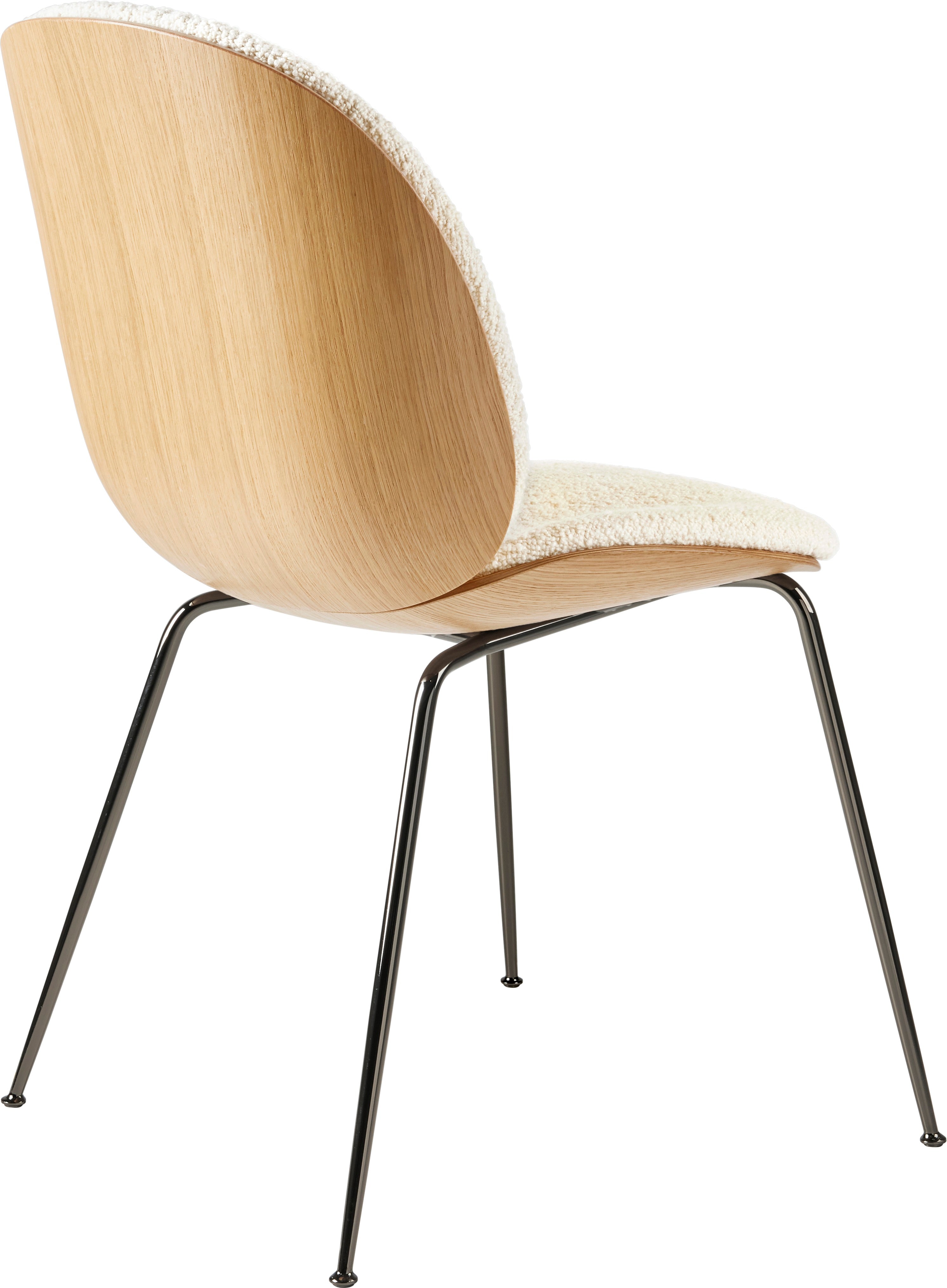 BEETLE upholstered chair with oak wood and black chrome base
