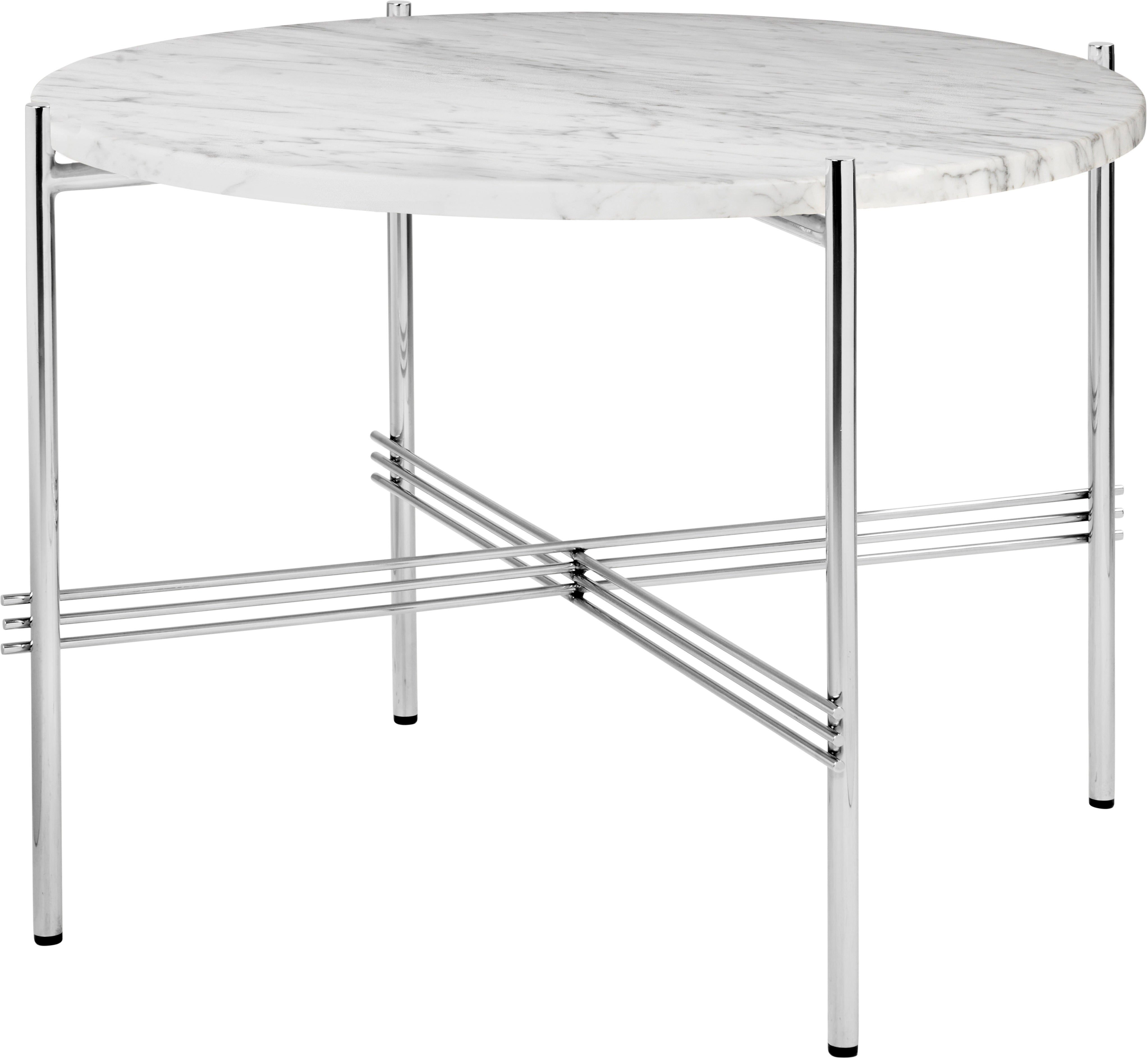 Round coffee table TS white marble with chrome base