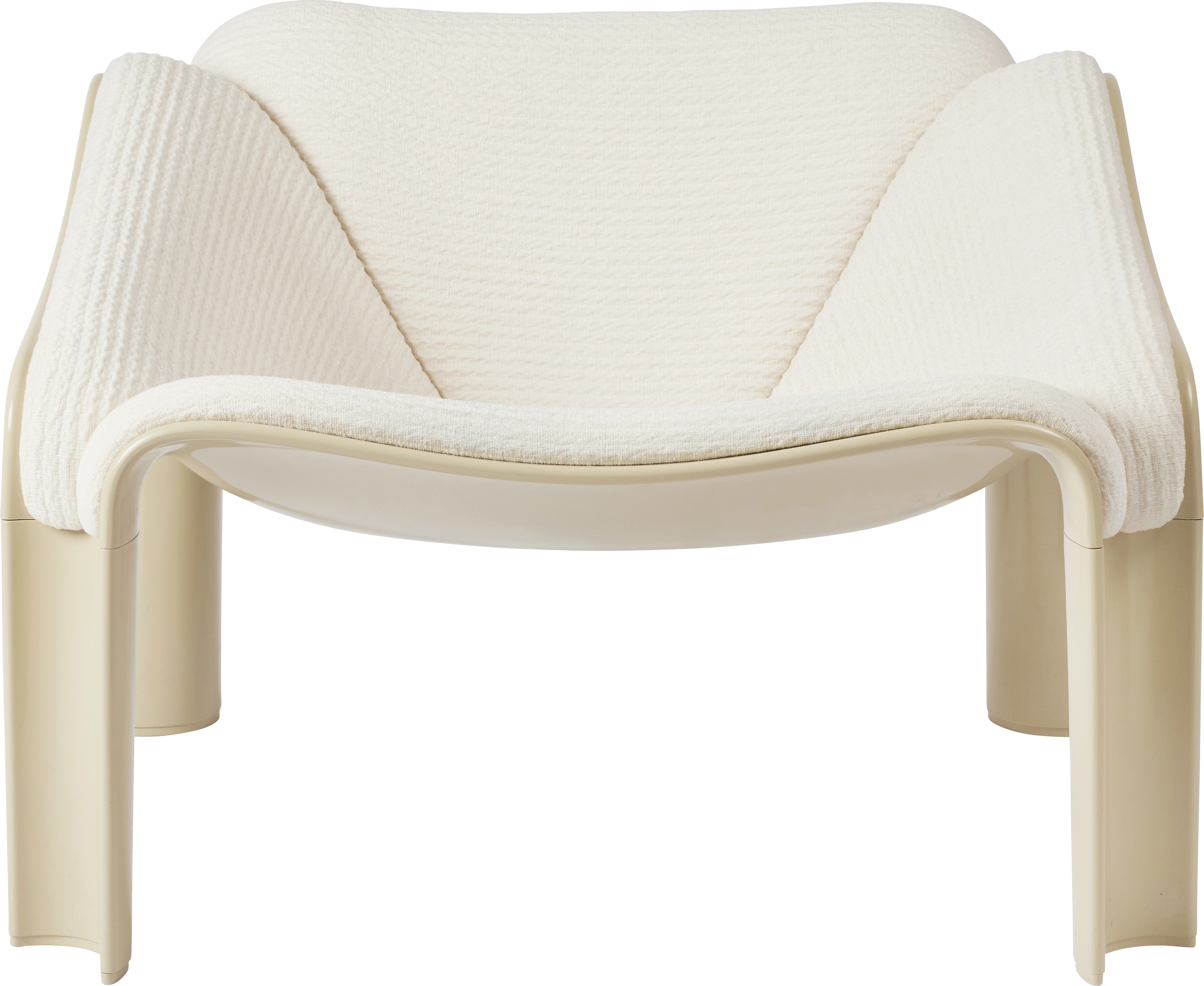 Witte F300 fauteuil met een crèmekleurige basis