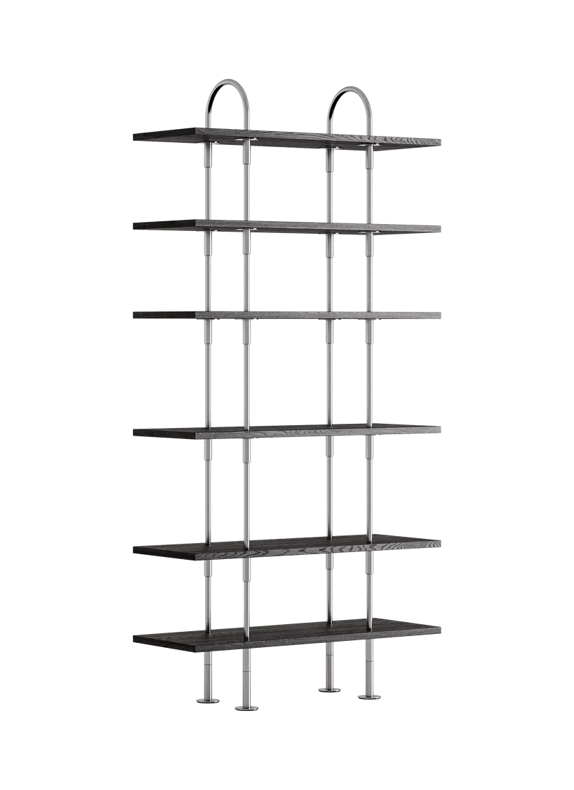 KAST KEEN donker essen hout met satijnen stalen frame