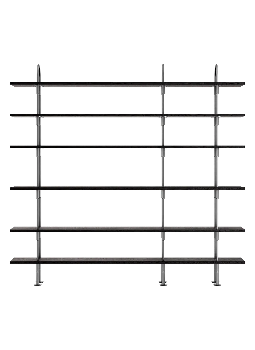 KAST KEEN donker essen hout met satijnen stalen frame