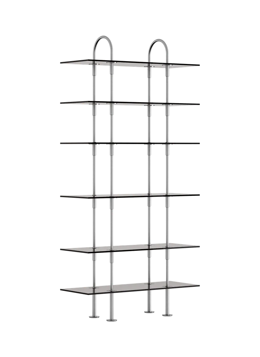KAST KEEN met rookglas en satijnen stalen frame