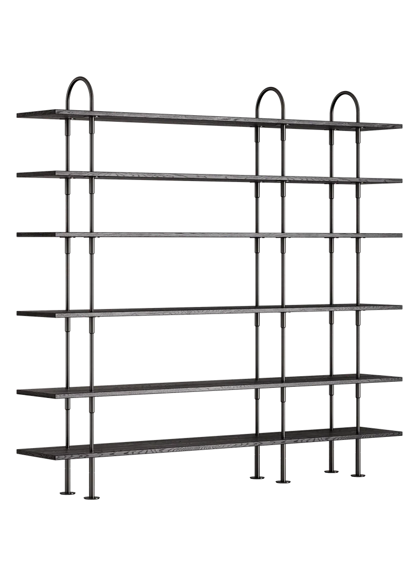 KAST KEEN donker essen hout met zwarte messing frame