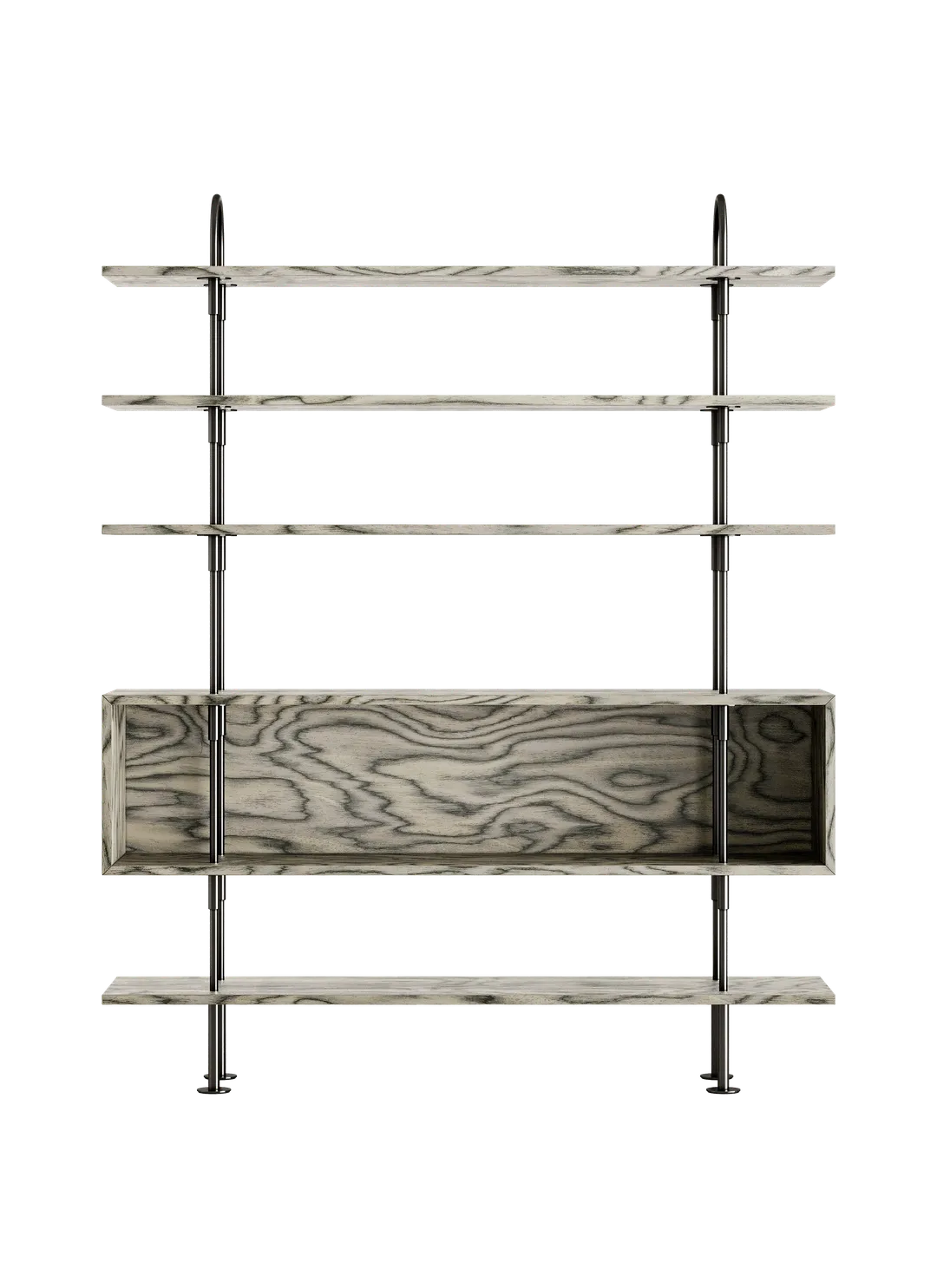 KAST KEEN BOX grijs hout met zwarte messing frame