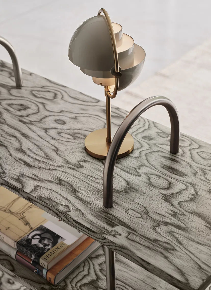 KAST KEEN grijs hout met zwarte messing frame