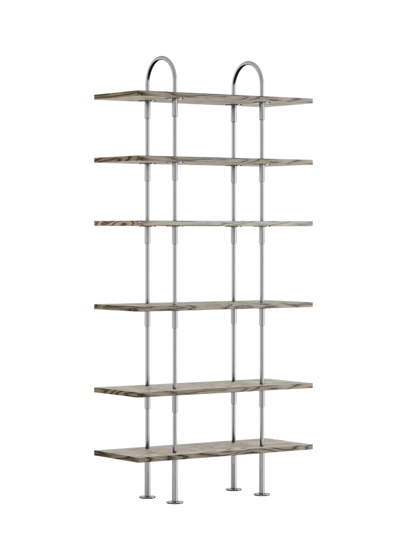 KAST KEEN grijs hout met satijnen stalen frame