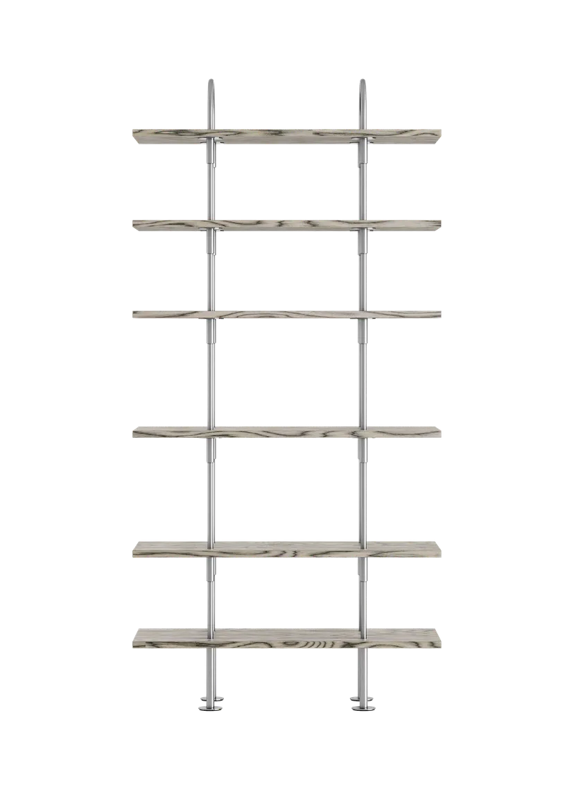KAST KEEN grijs hout met satijnen stalen frame