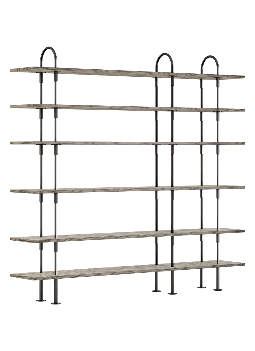 KAST KEEN grijs hout met zwarte messing frame
