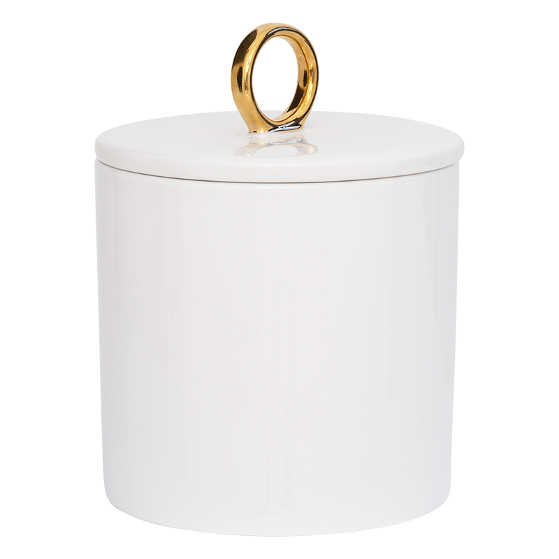 GOOD MORNING container white with gold finish