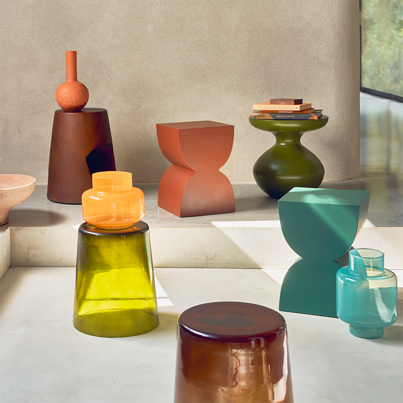 Kai green glass table