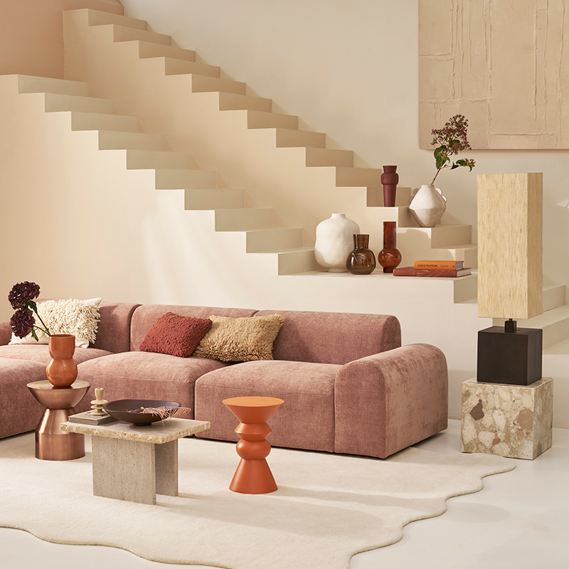 Vidar floor lamp mango wood with a beige lampshade