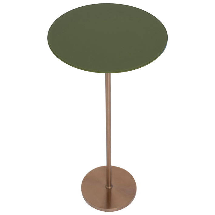 Side table Nolan green glass with a brass base