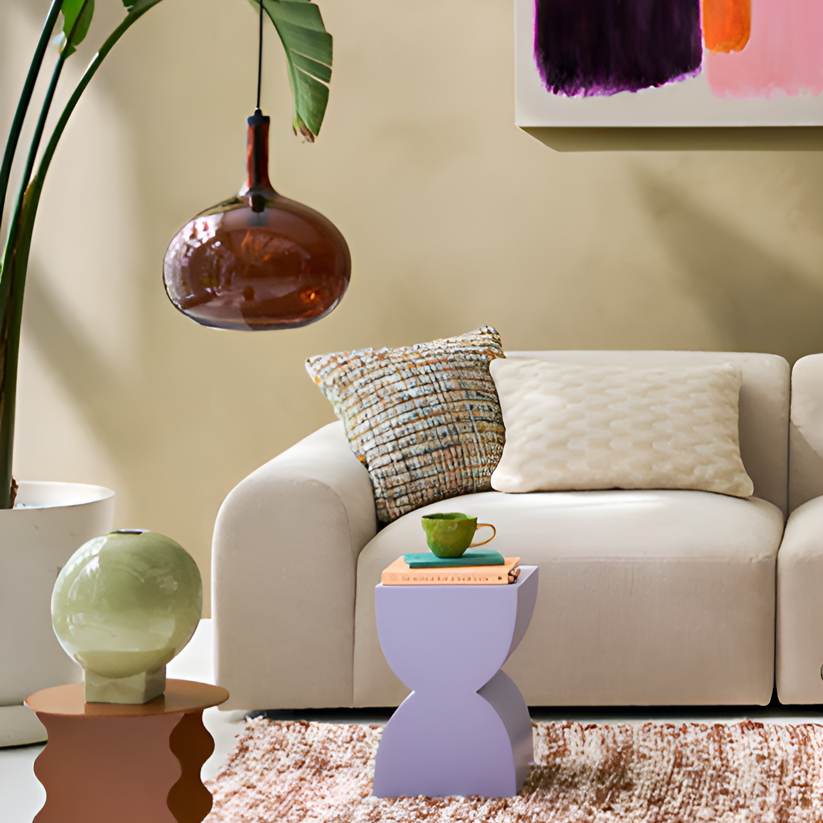 Hanglamp QUEDA bruin glas