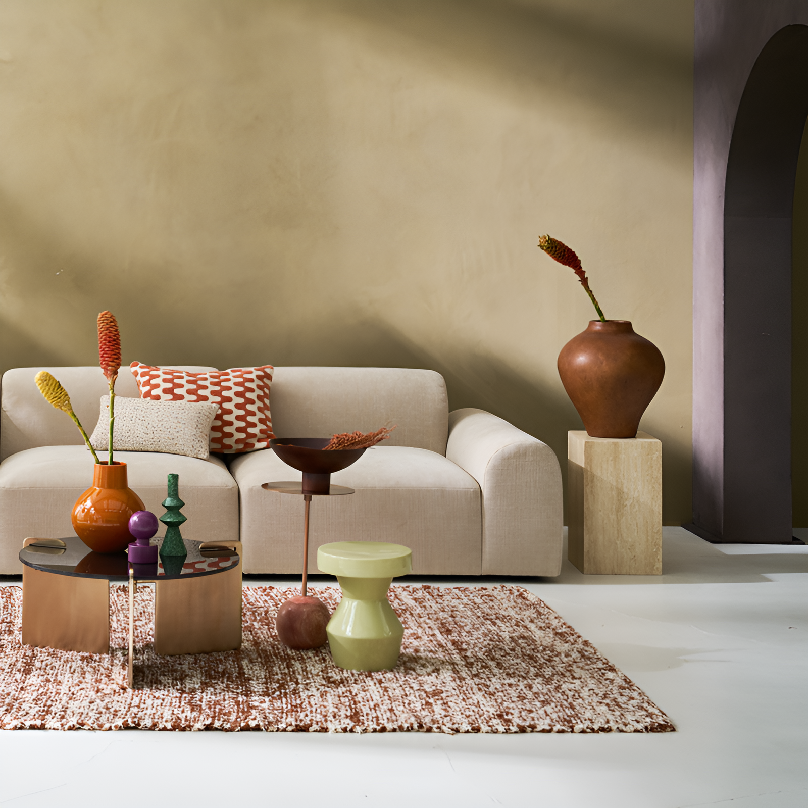 Side table Sculptural Green Ceramics