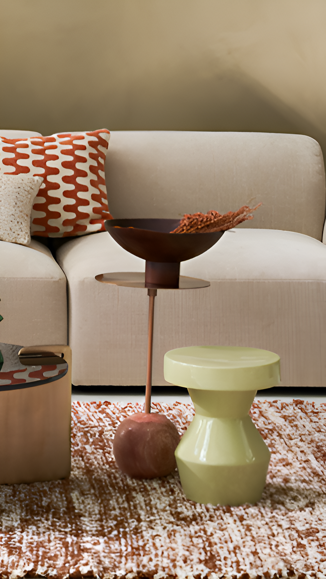 Side table Sculptural Green Ceramics