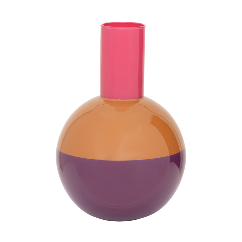 Glazen vaas LAHJA oranje met paars en roze