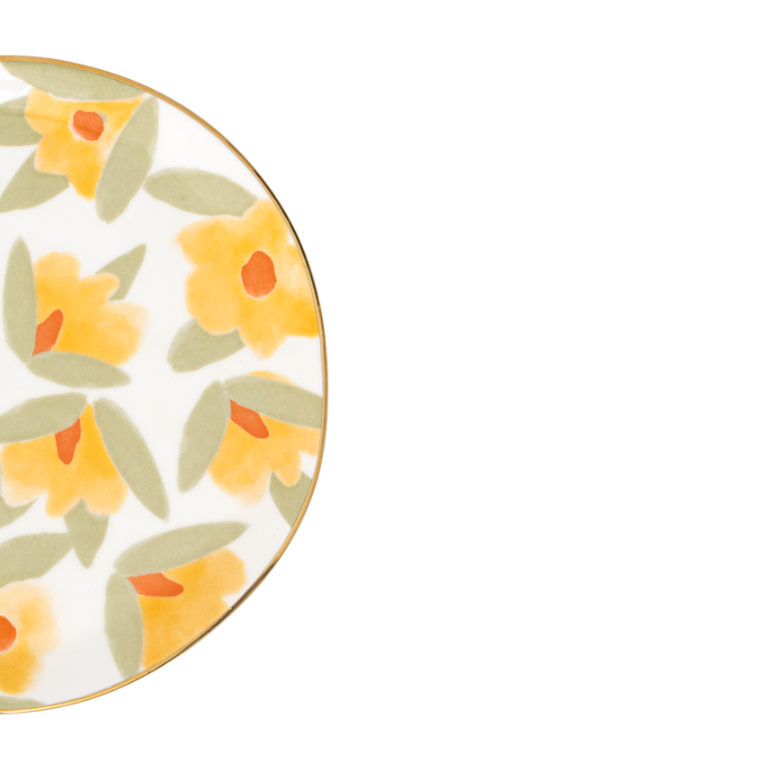 LILJA Plate Yellow Floral Motif