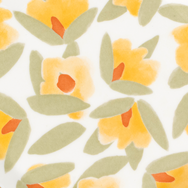 LILJA Plate Yellow Floral Motif
