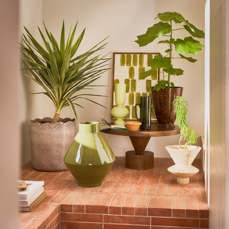 Donica keramisch RIVER bruin met wit