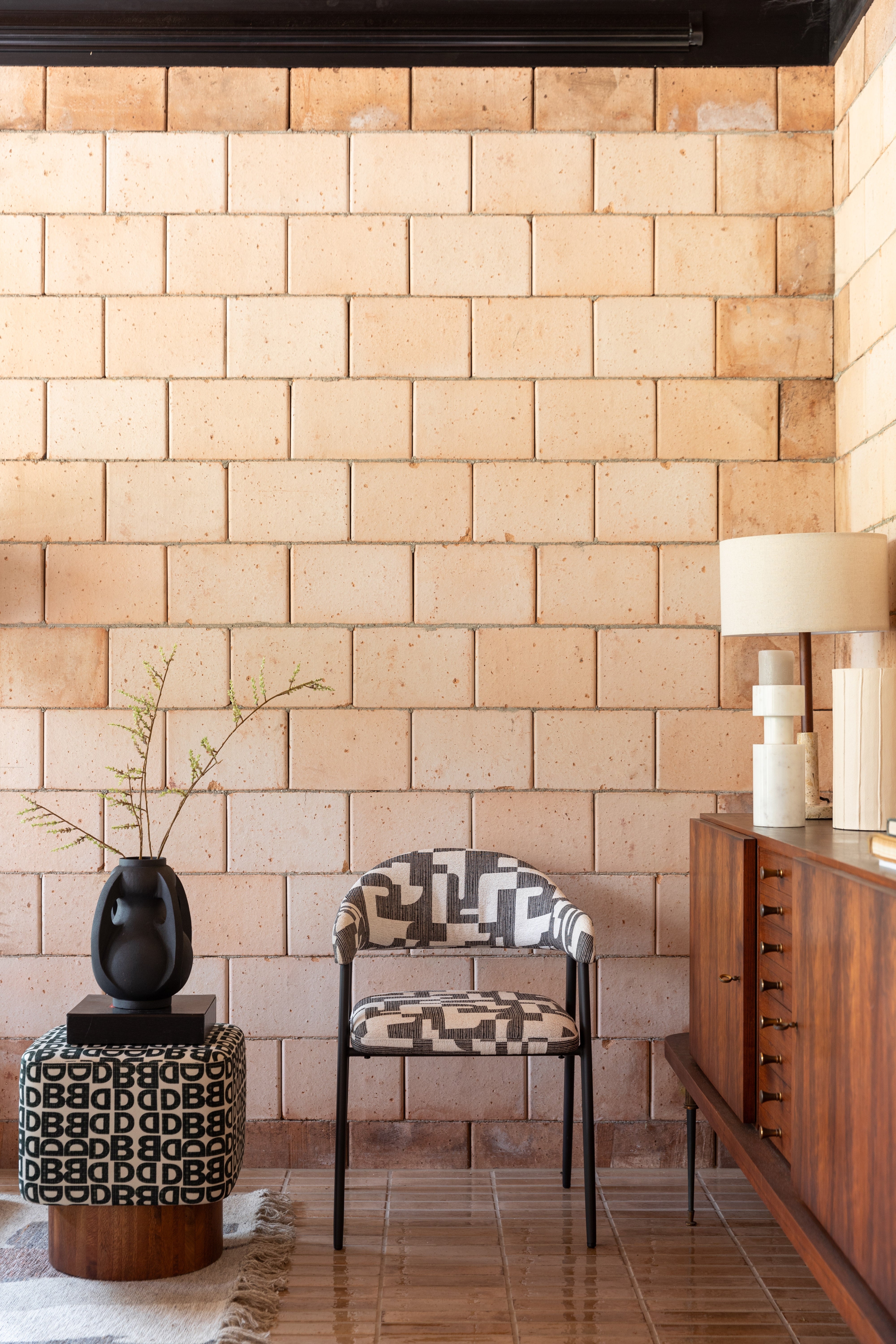 Stoel MIYO wit met zwart patroon