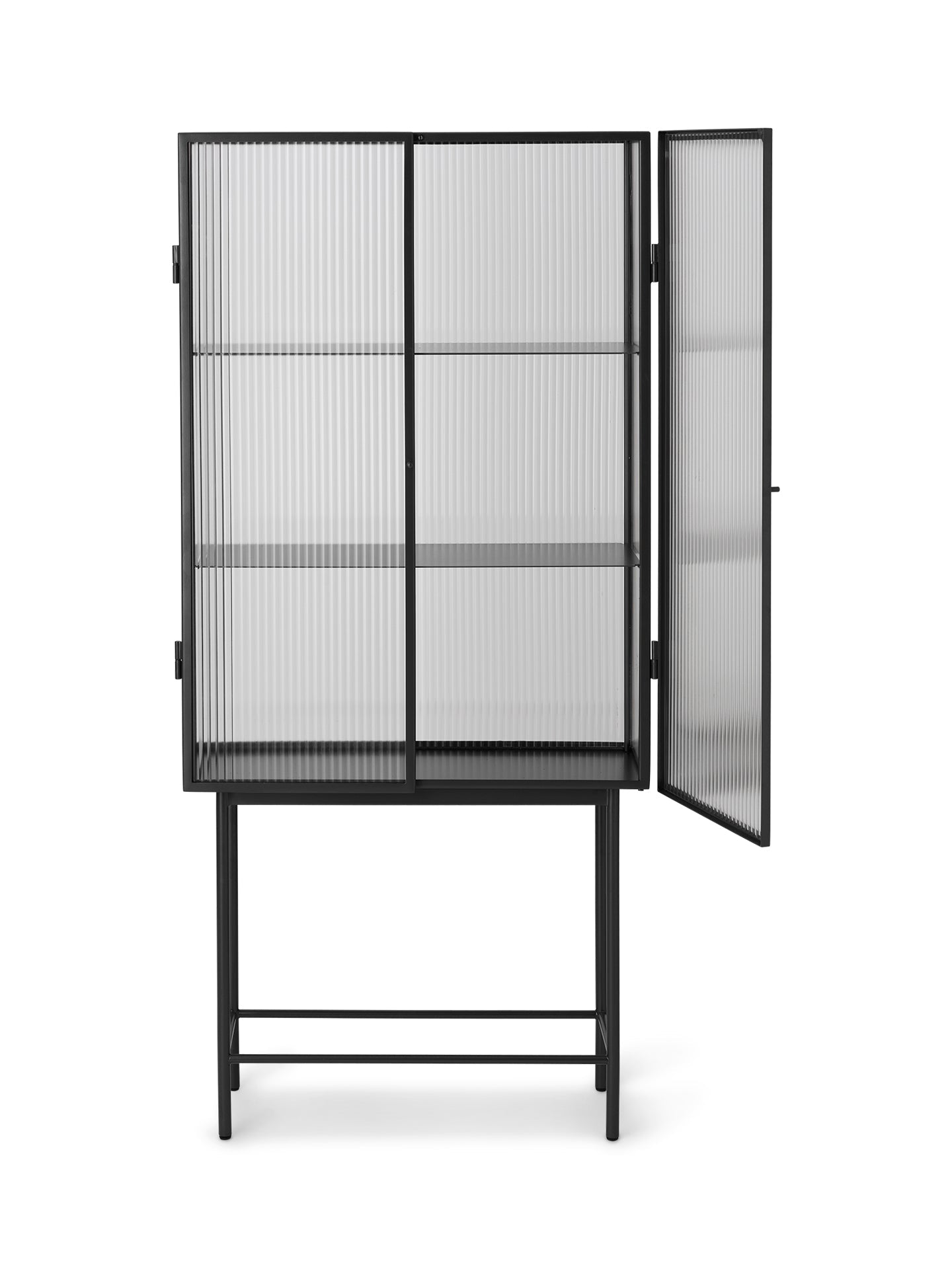 Vitrine HAZE met matglas en beige basis