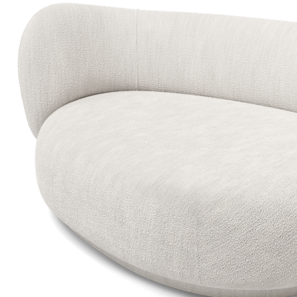 Sofa prawostronna RICO CURVE Boucle złamana biel do salonu