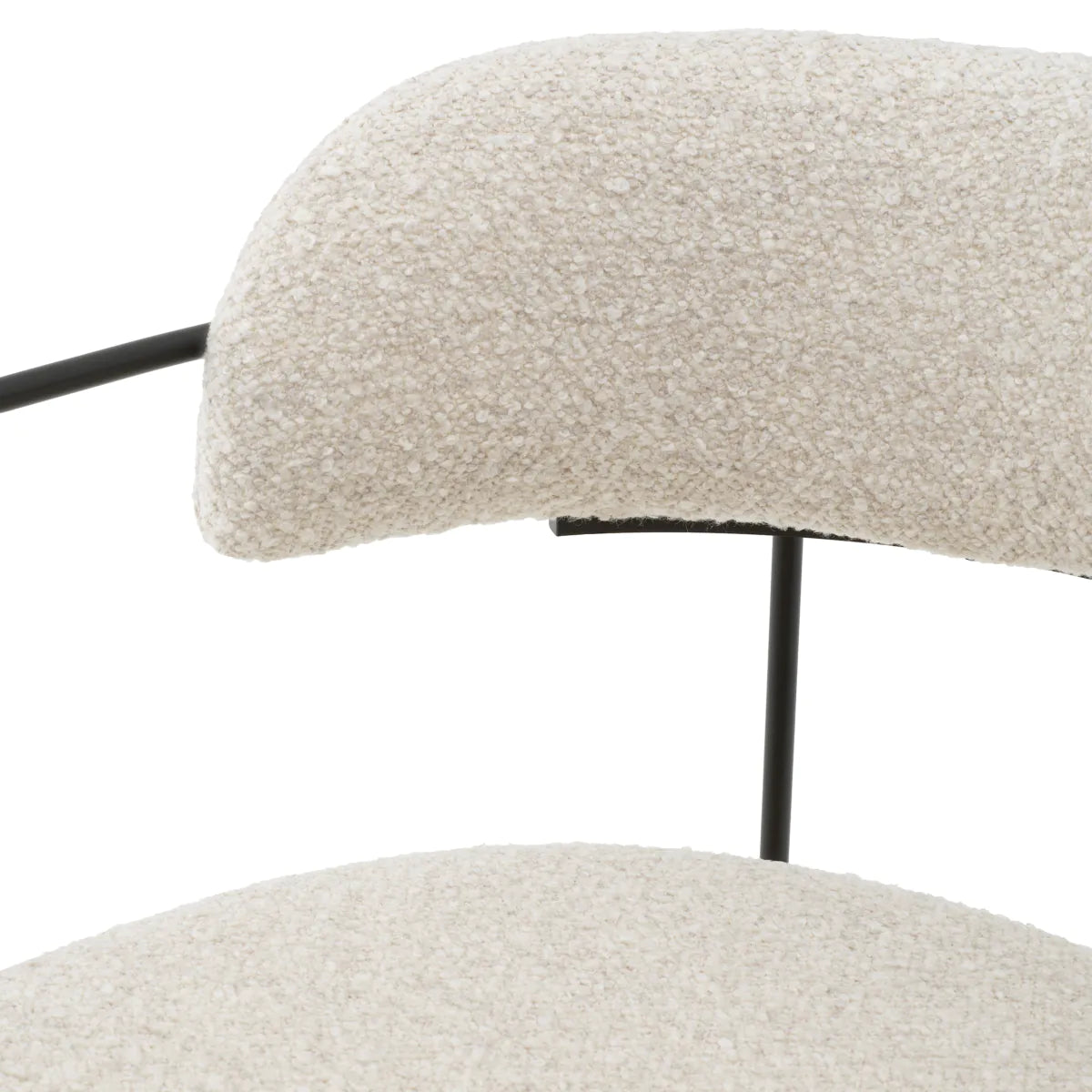 Stoel GIUSEPPE witte bouclé met zwarte basis