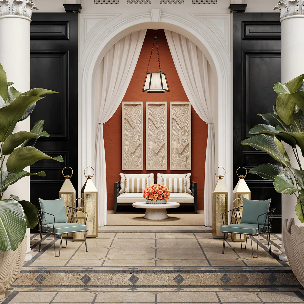 Außenstuhl CLIFTON himmelblau mit schwarzem Gestell