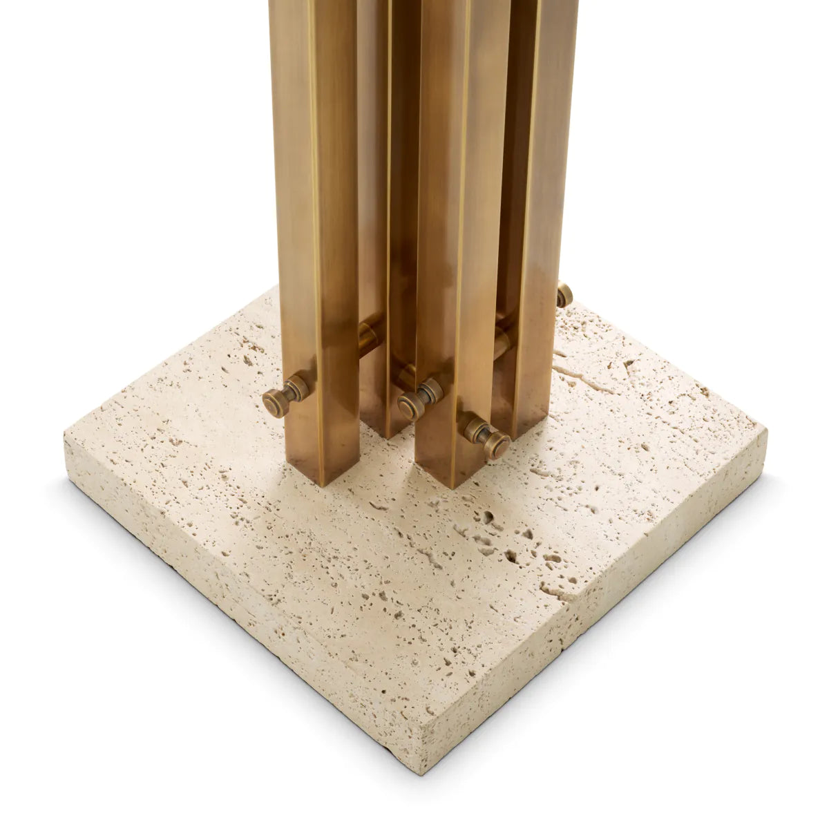 AMADORA coat rack with antique brass finish and travertine
