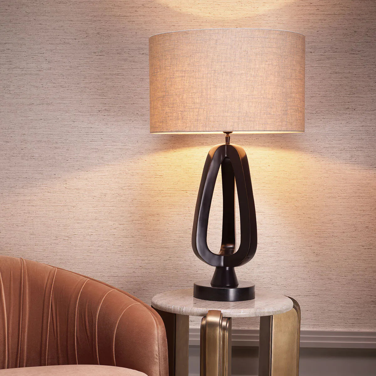 Beistelltisch ALBIN Marmor mit antikem Gold