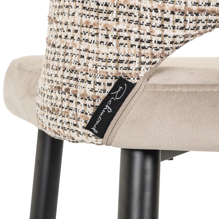 TABITHA beige bar stool with a black base