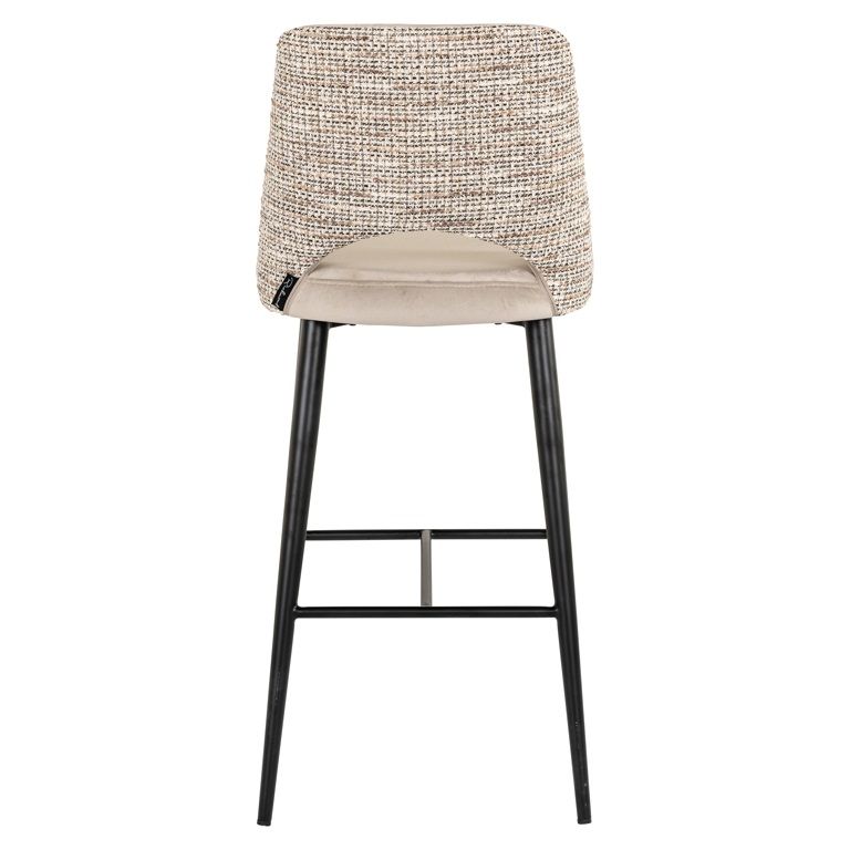 TABITHA beige bar stool with a black base