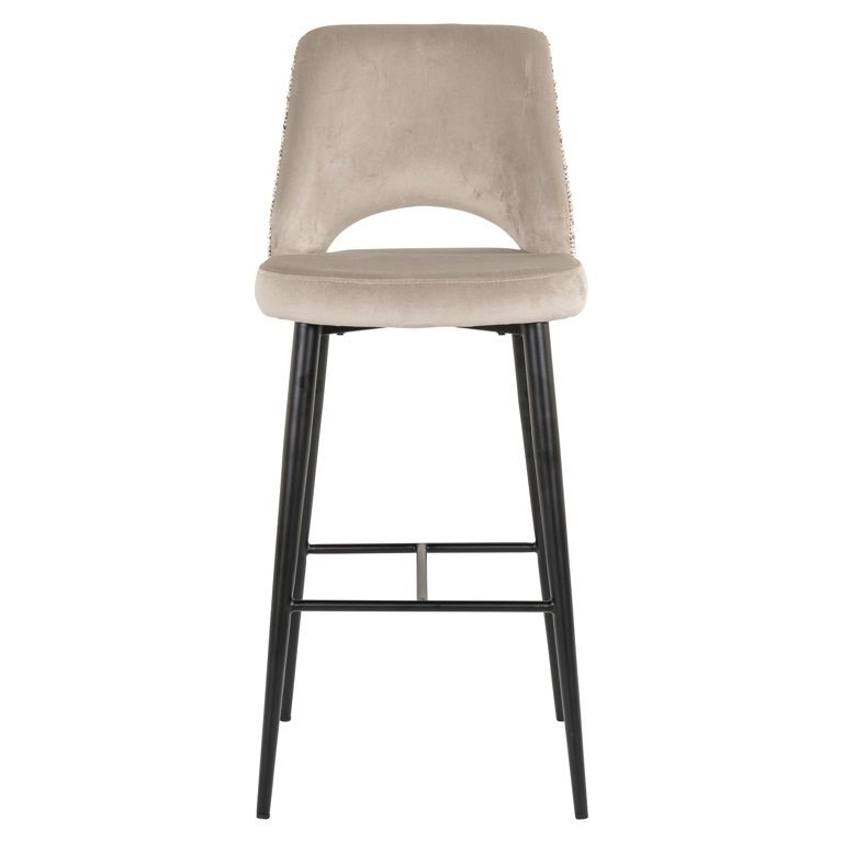 TABITHA beige bar stool with a black base