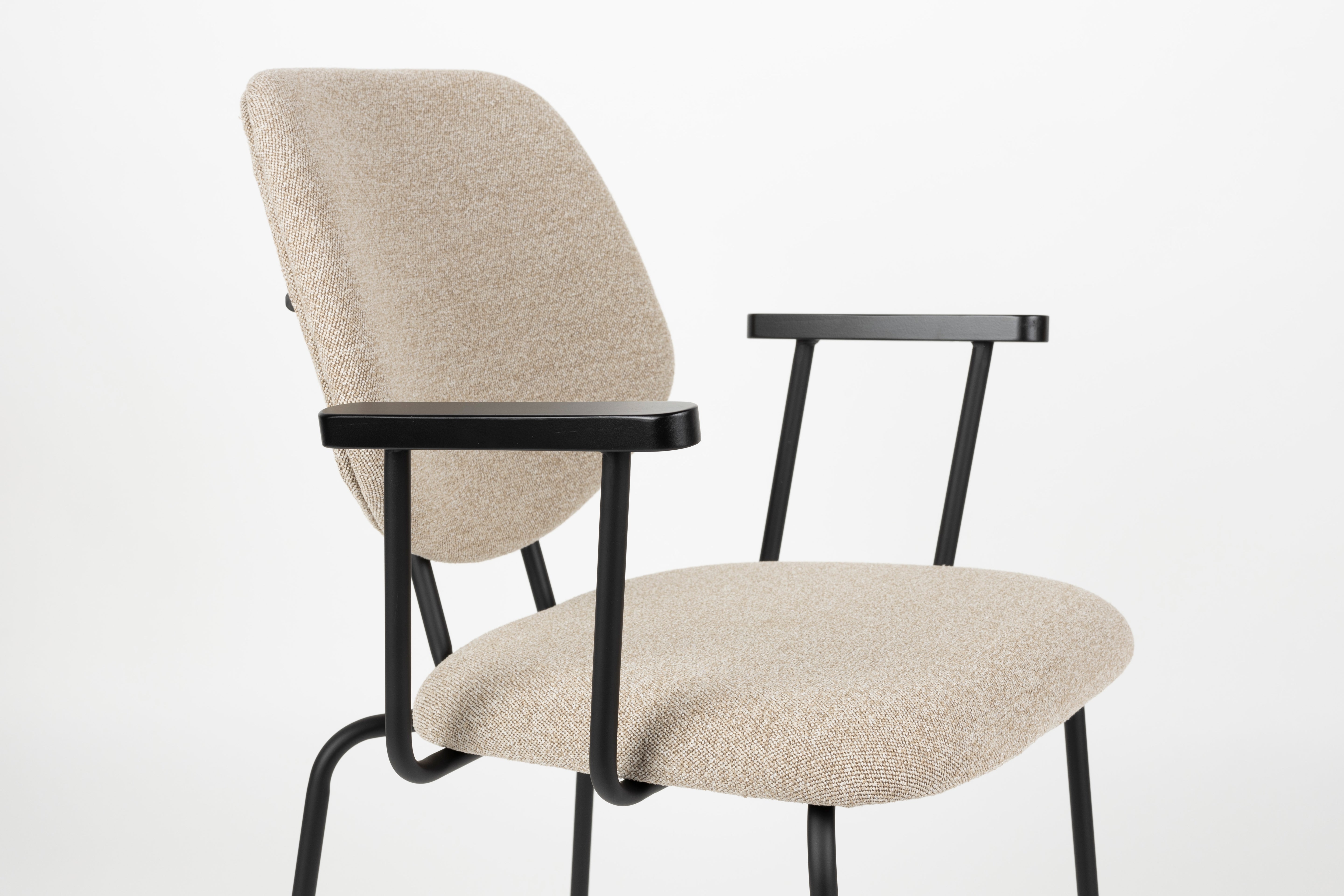Armlehnstuhl ZELO beige mit schwarzem Gestell