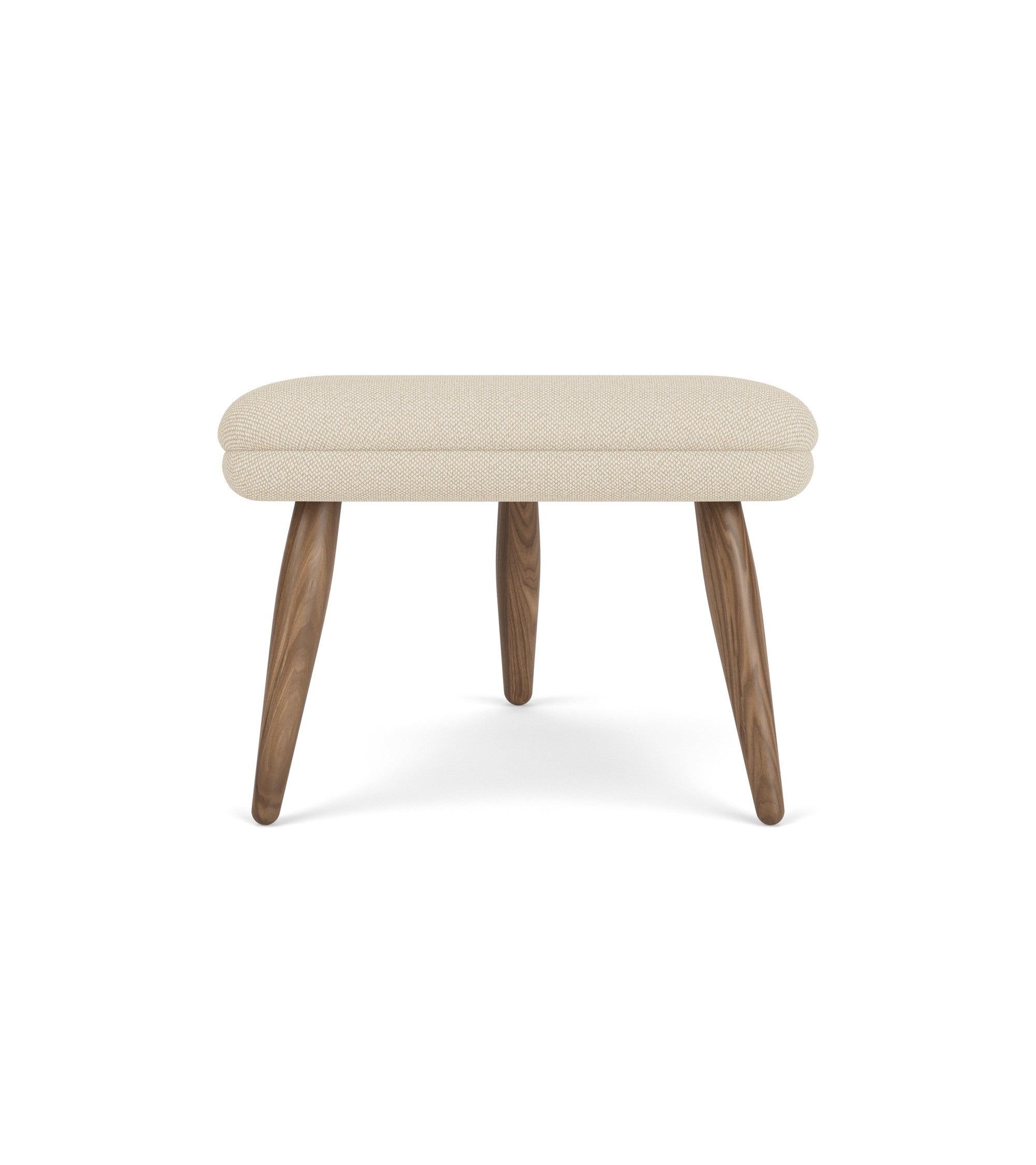 Beige ODA voetensteun met notenhouten basis