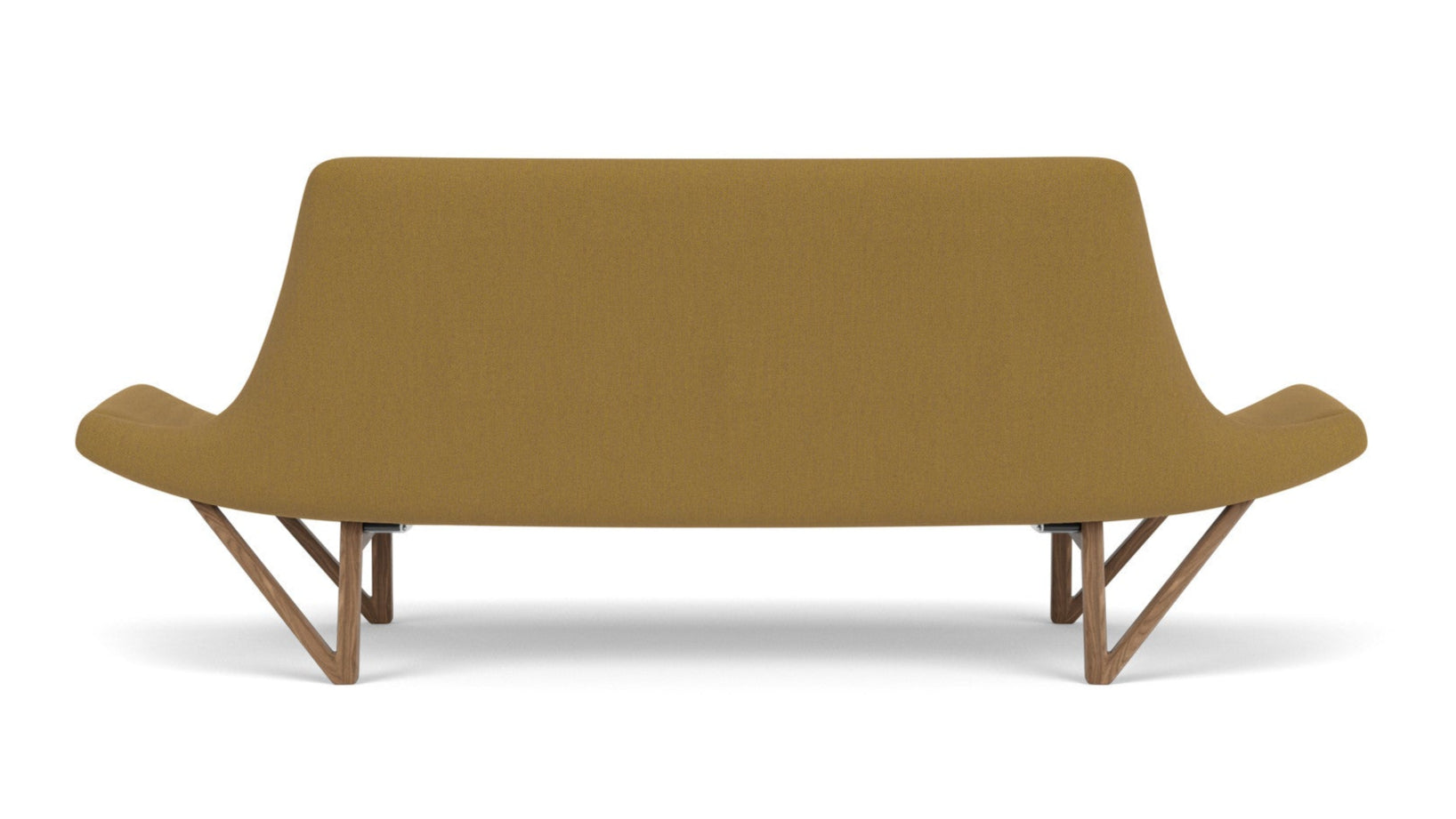 PAGODE mustard sofa with walnut base