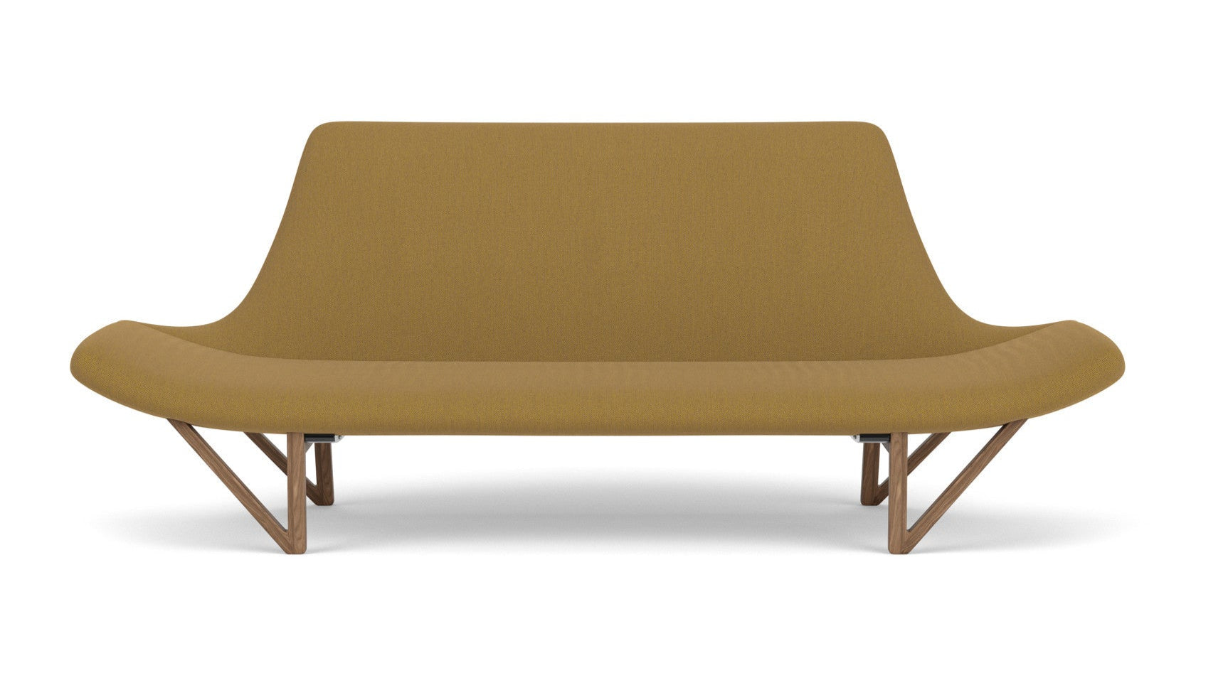 PAGODE mustard sofa with walnut base
