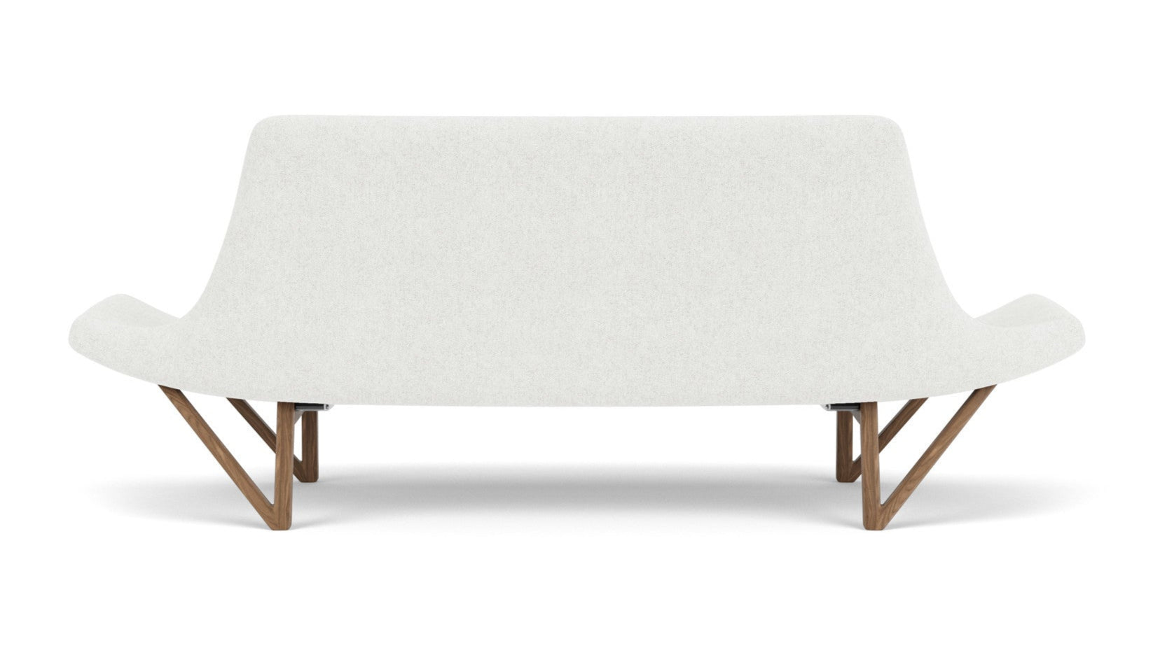 Sofa PAGODE lichtgrijs met een notenhouten basis