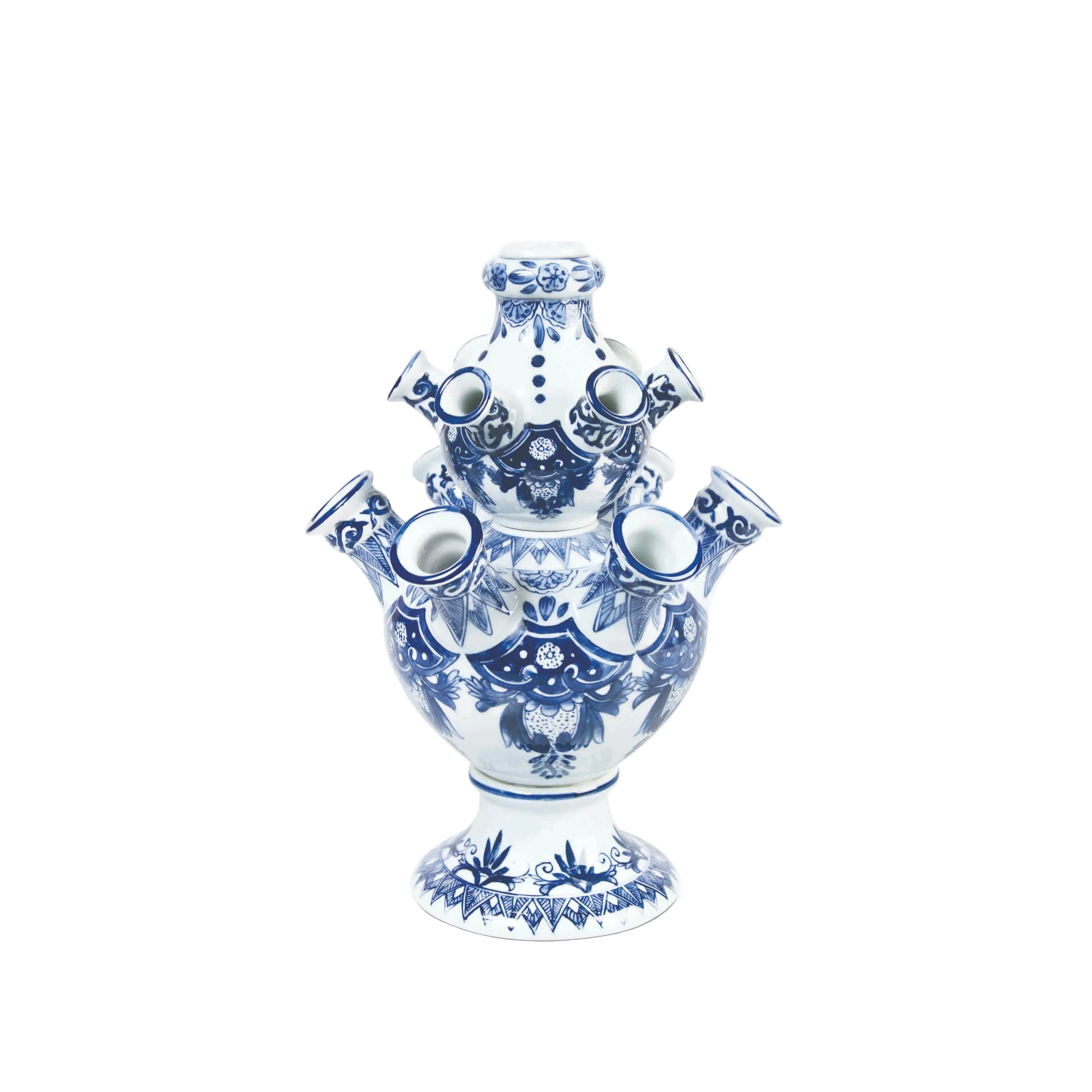 Vaas TULIP PYRAMIDE wit met blauw