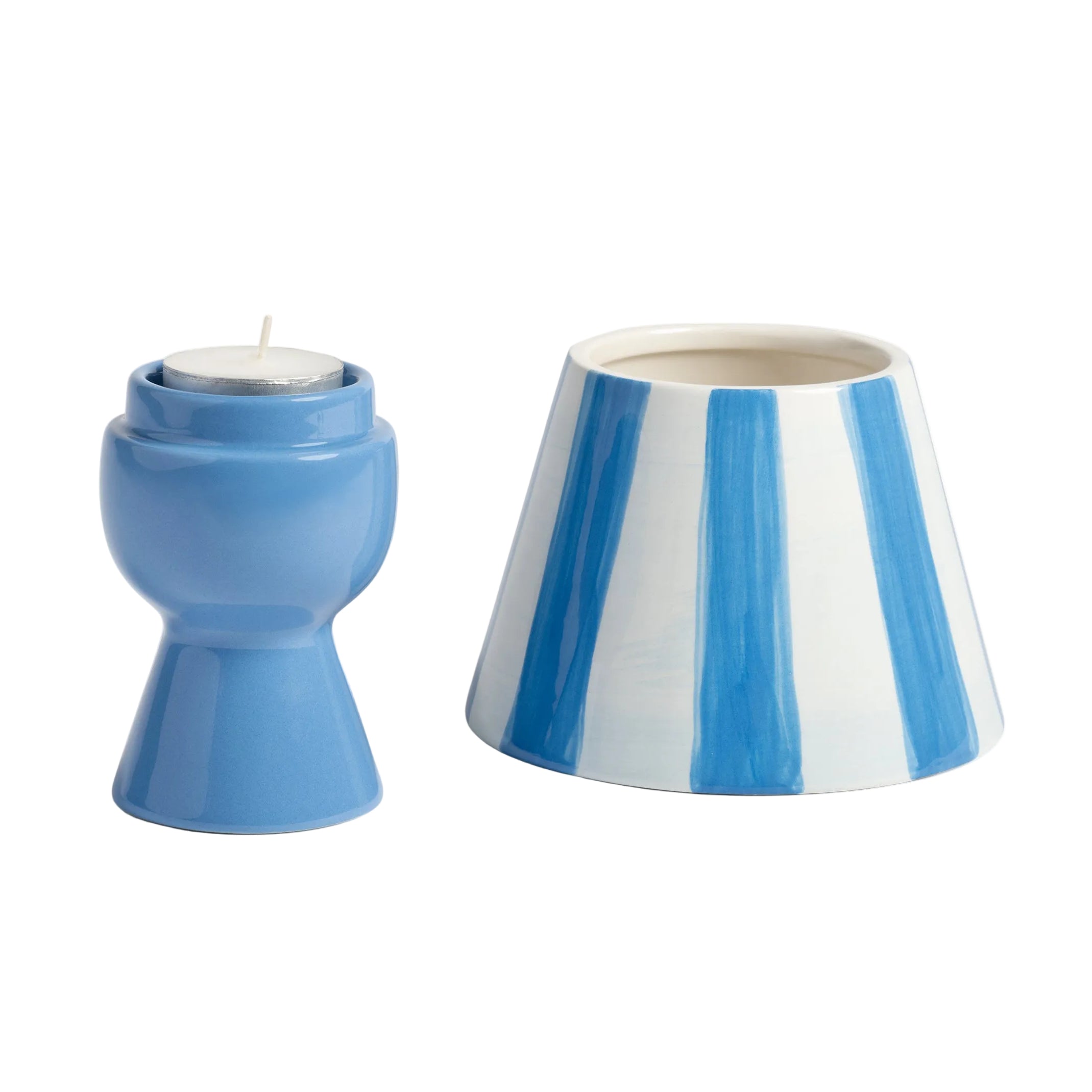 Blue tealight holder CANTINE with white