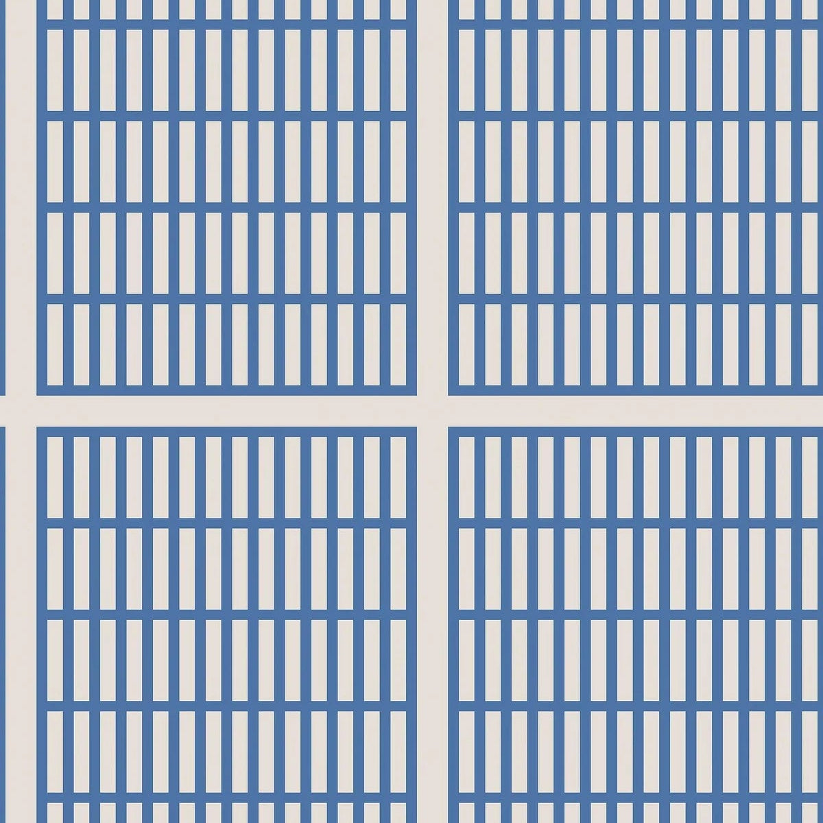 Geometrisch patroon behang ALVAR AALTO 14/6 wit met blauw