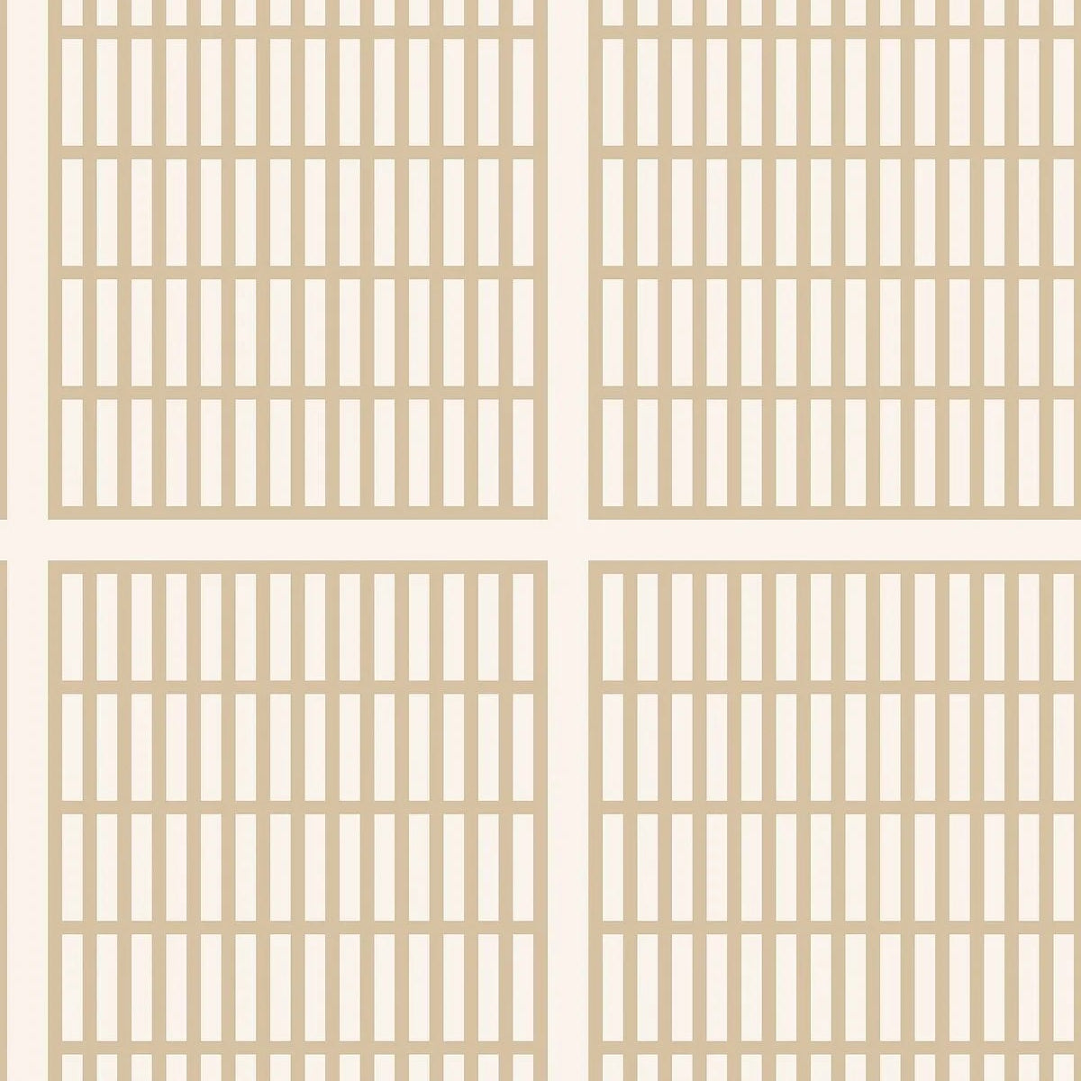 Beige behang met geometrisch patroon ALVAR AALTO 14/6 met wit