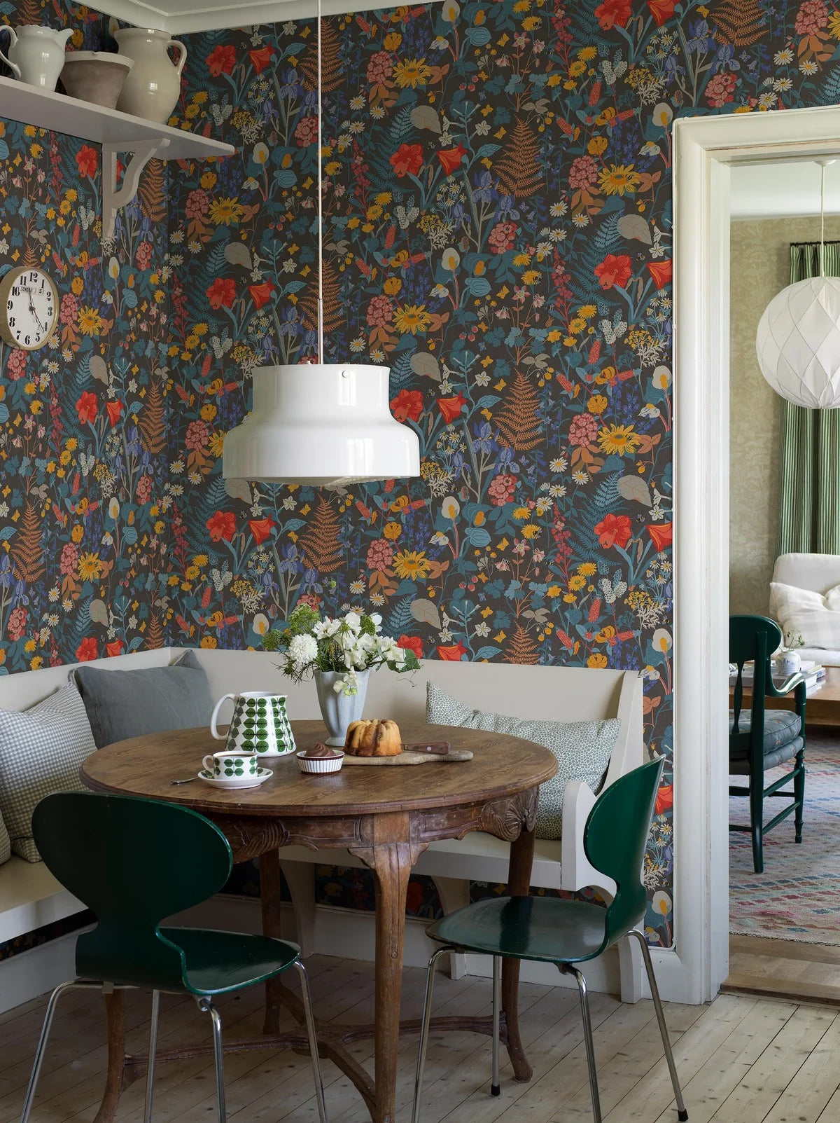 Behang met plantenmotief STUGRABATT blauw met geel