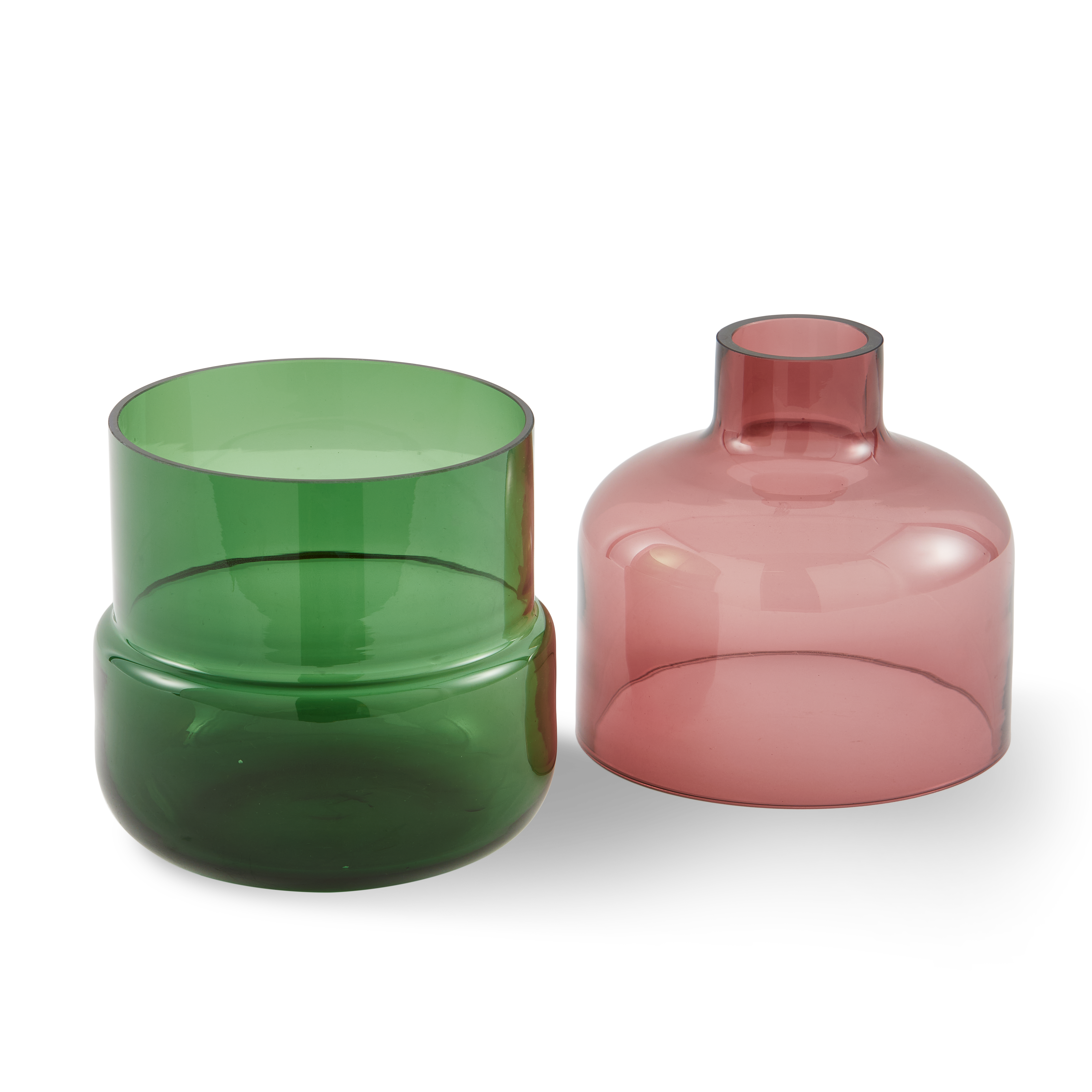 Glass vase FORMY pink with green
