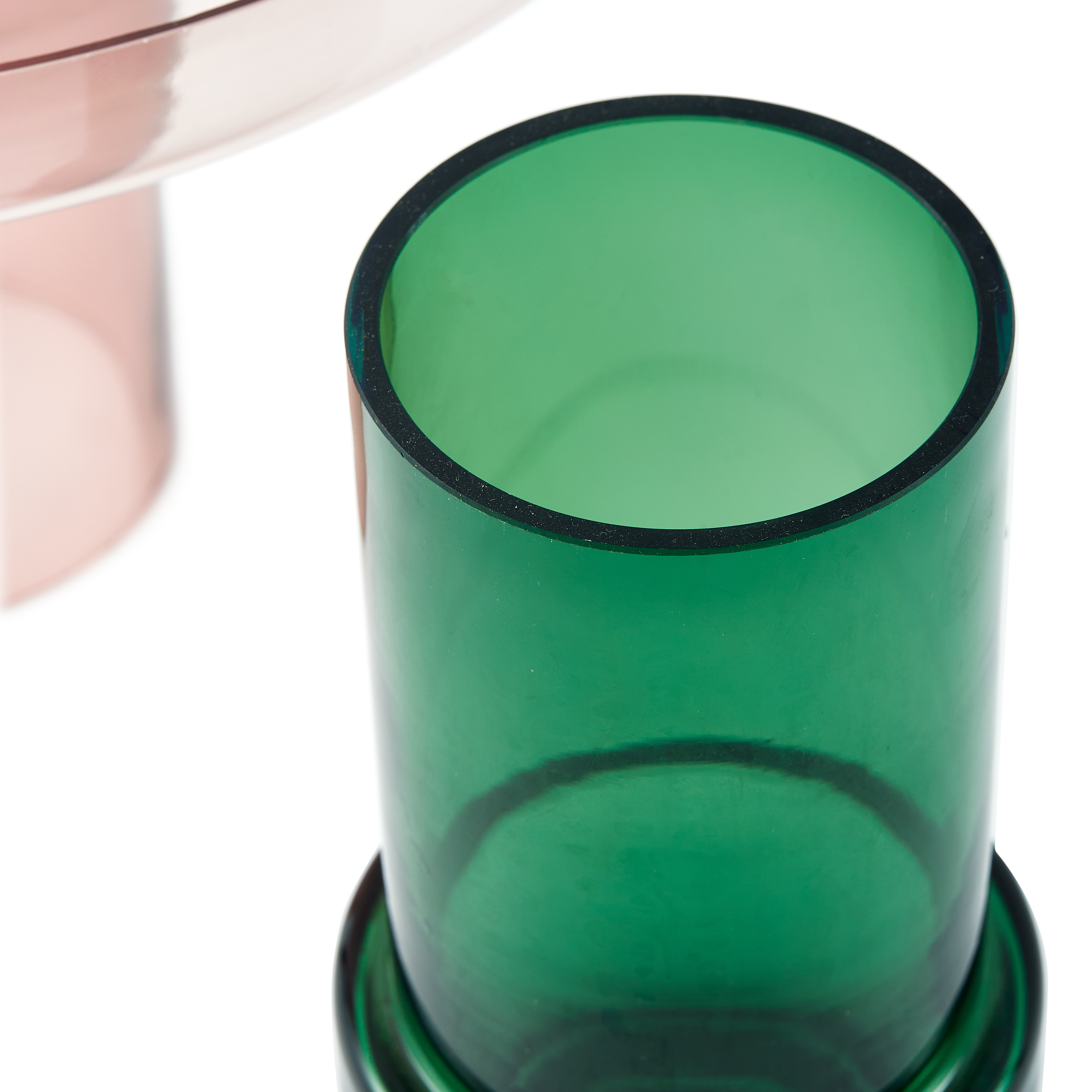 Pink and Green Glass Vase DISK FORMY