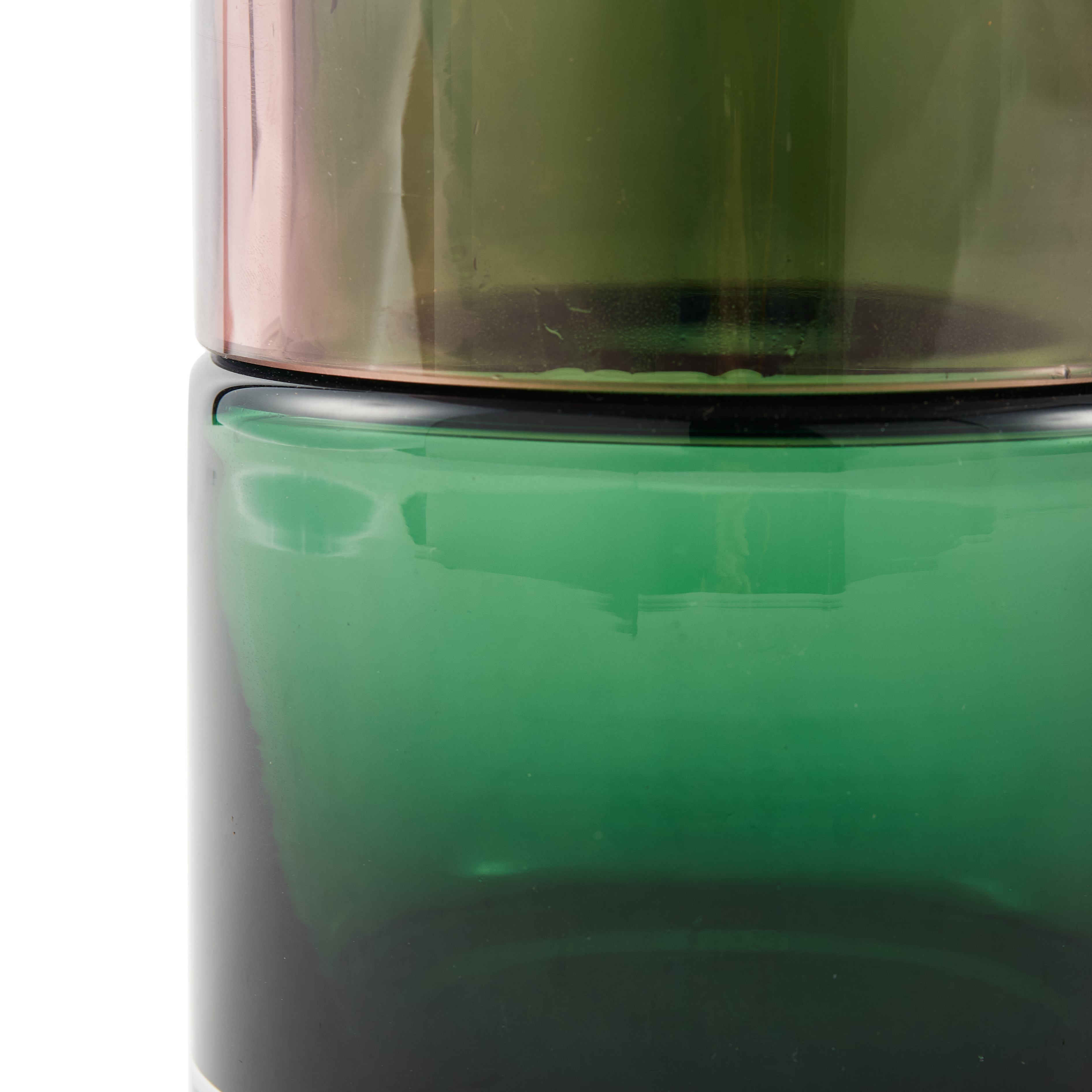 Pink and Green Glass Vase DISK FORMY